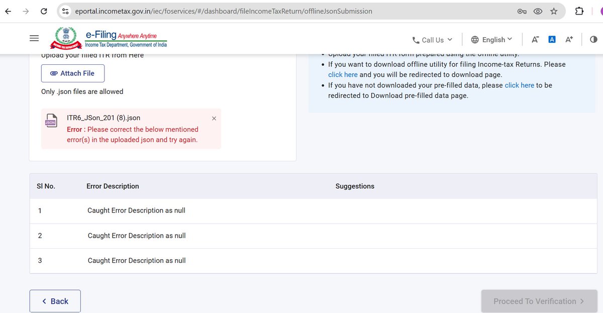 lakshay28's tweet photo. @IncomeTaxIndia We are trying to upload the ITR JSON file, but the following error appears every time we attempt to upload it. Kindly look into this and help resolve the issue at the earliest. https://t.co/abVm6pl6f1