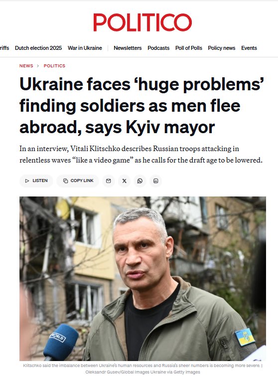 🤔 this is surprising. I thought NATO’s proxies were nailing it.

In any case, there’s plenty of western politicians chafing at the bit to send young people from their countries off to war. Right? 

Or are they just happy warmongers when it’s someone else’s people on the line?