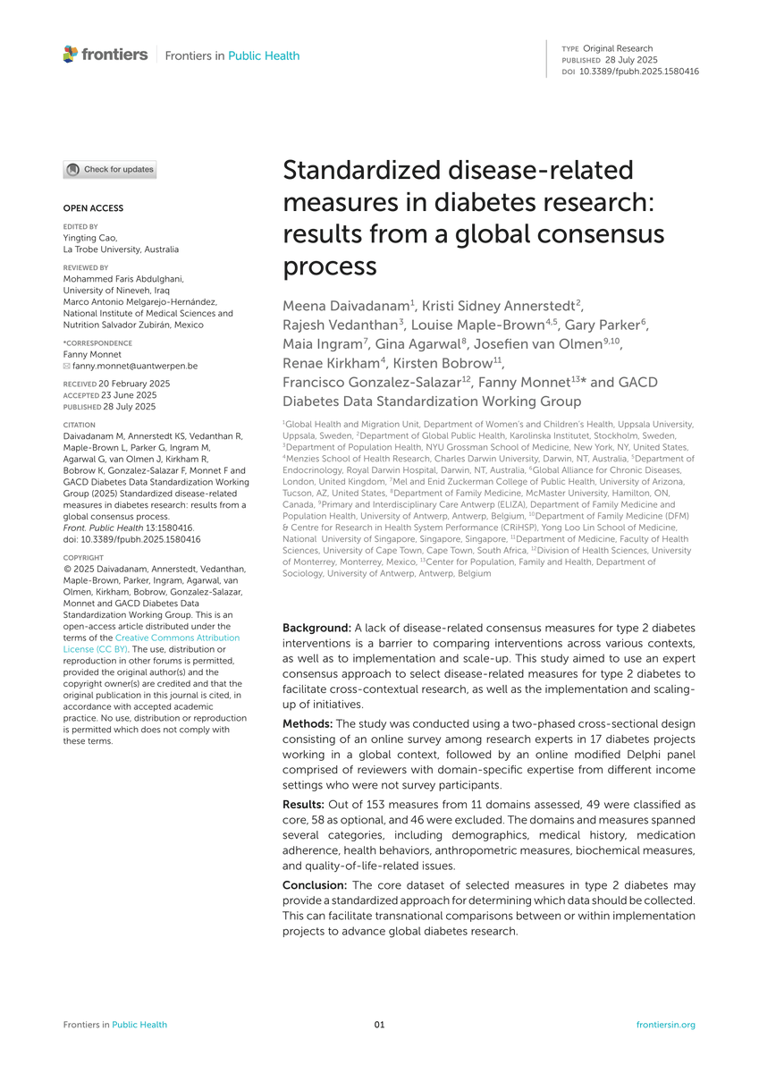 famednusg's tweet photo. 📢New publication co-authored by A/P Josefien van Olmen!

The global consensus study defines 49 core &amp; 58 optional measures for #diabetes research — enabling more comparable &amp; patient-centred studies worldwide.

🔗https://t.co/QCkykO0yzj

#DFMResearch #NUSFamMed #GlobalHealth https://t.co/QYQeVwf8T0