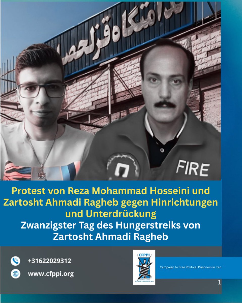 Protest der politischen Gefangenen im Gefängnis Ghezel Hesar gegen Hinrichtungen und Repression

Nach der Verlegung mehrerer zum Tode verurteilter Gefangener ist die Situation im Gefängnis Ghezel Hesar (Karaj, Iran) angespannt. #RezaMohammadHosseini, ein politischer Gefangener,
