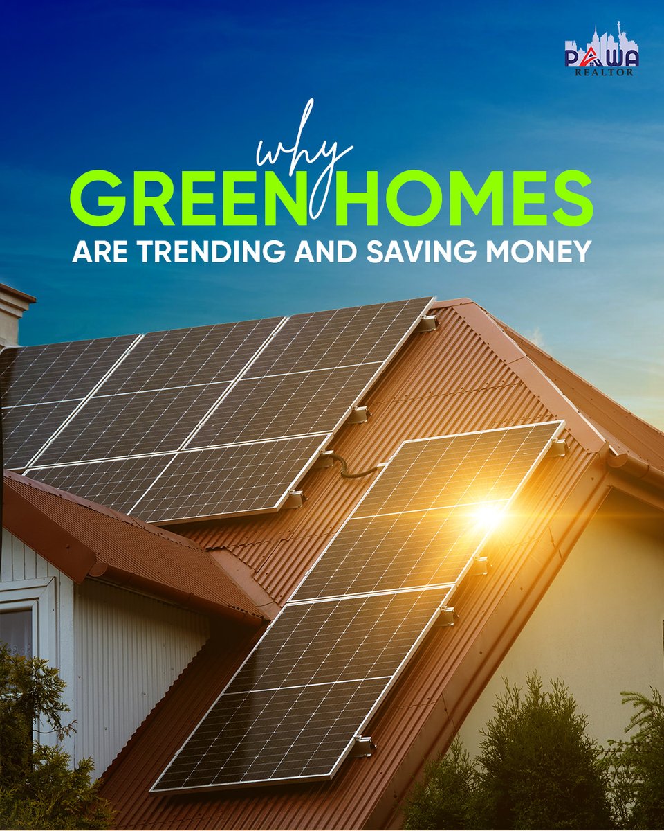 PawaRealtor's tweet photo. Why are green homes the talk of the town? Because they’re saving both the planet and your wallet!

Solar + smart tech = up to 30% lower bills
Eco homes sell 5–10% higher
Cleaner air, smarter living, greener Earth

Go green. Live smart. Build your future sustainably
#pawarealtor https://t.co/BTU0JbUtoY