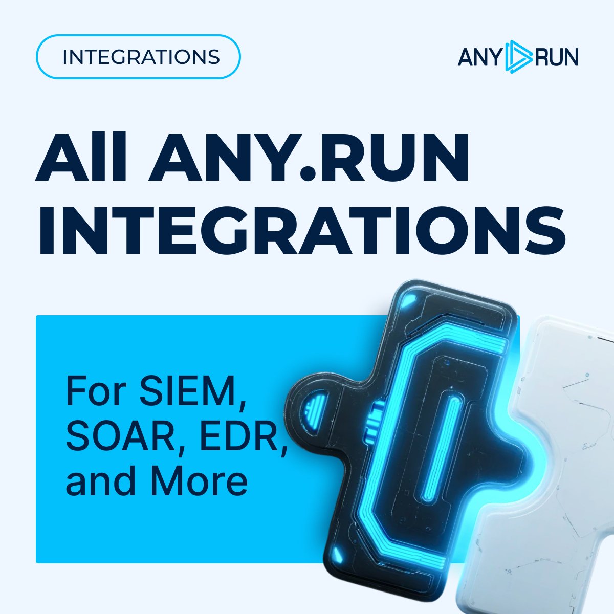 anyrun_app's tweet image. 👨‍💻 #ANYRUN’s solutions integrate with leading SOAR, SIEM, TIP, and EDR solutions, giving your SOC the visibility and speed to uncover hidden threats and respond faster.
 
Boost detection, reduce MTTR, and cut workload with seamless integrations: any.run/cybersecurity-…
