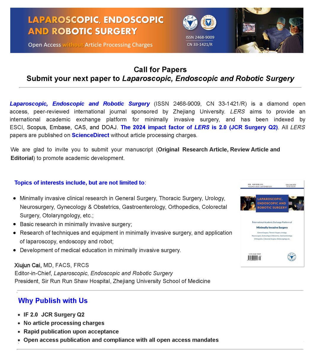 Laparoscopic, Endoscopic and Robotic Surgery tweet media