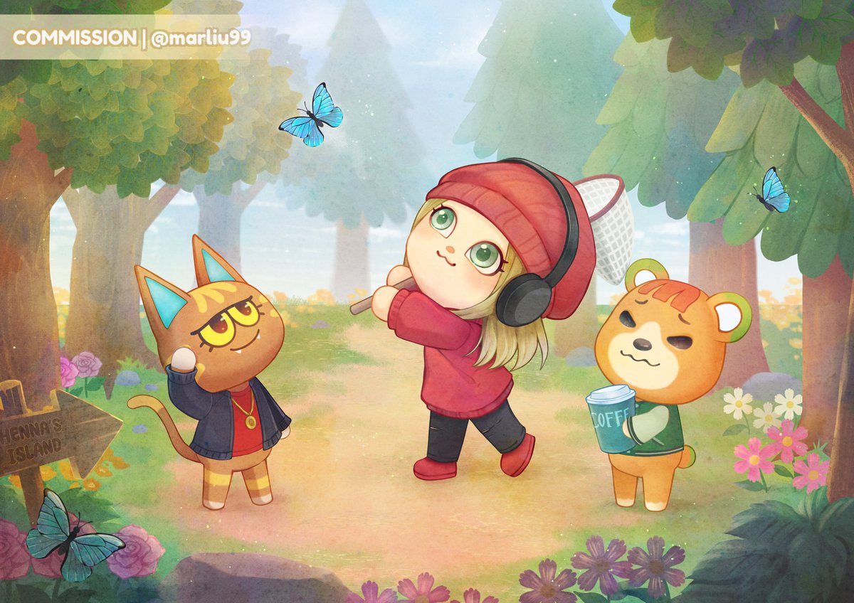 marliu99's tweet image. Animal crossing cm for Spookero 🦋 #vgencomm #animalcrossing #katt #pudge #fanart #illustration