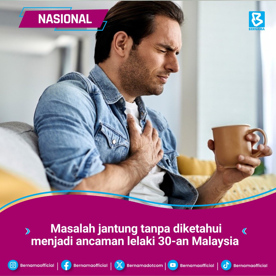 Satu krisis senyap berkaitan jantung kini timbul dalam kalangan lelaki Malaysia berumur 20-an dan 30-an, dengan ramai daripada mereka hanya menyedari masalah itu selepas mengalami serangan jantung, strok, atau semasa ujian darah rutin, menurut pakar di Sunway Medical Centre