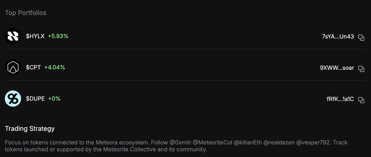 cto_memetus's tweet image. $mARMY has a trading agent that invests in all the top quality tokens on @MeteoraAG to eventually feed itself and buy back $mARMY

and it just aped into $DUPE