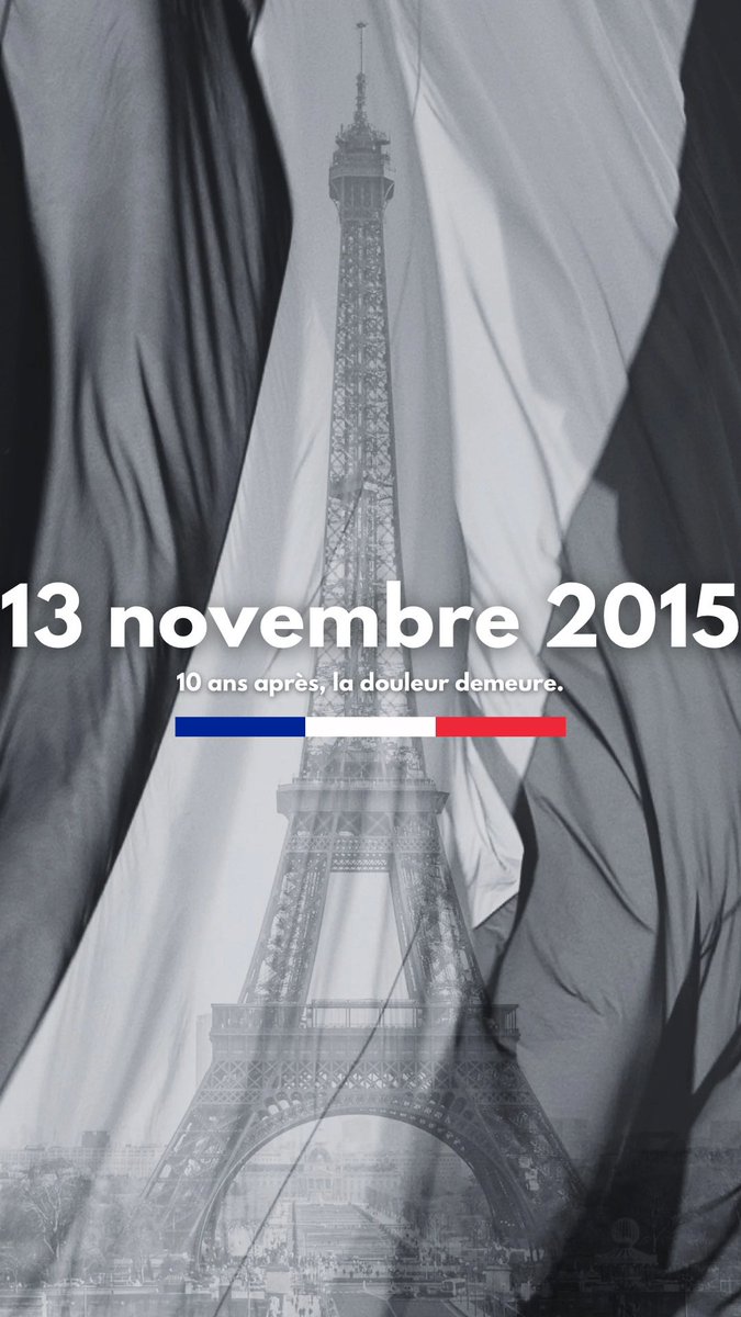 Aujourd’hui, nous pensons à toutes les victimes des attentats du #13novembre, à leurs familles, et à celles et ceux qui ont fait face à la barbarie.
10 ans après, la douleur demeure.