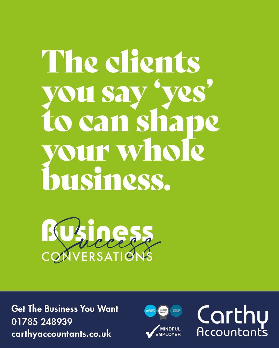 The clients you say yes to can shape your whole business - for better or worse.

If they’re a bad fit, you’ll feel it fast: missed boundaries, drained time, or team tension.

👉 Read How to Spot and Avoid Bad-Fit Clients on the Business Success blog now: carthyaccountants.co.uk/avoid-bad-fit-…