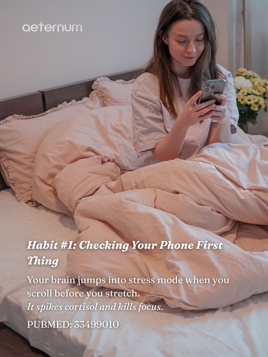 aeternumcompany's tweet image. ☀️ 3 morning habits to avoid: Don’t check your phone first, skip breakfast, or drink coffee on an empty stomach 🚨 Start mindful routines instead. ✨ Follow us &amp;amp; visit our site! #MorningHabits #BiohackingHealth