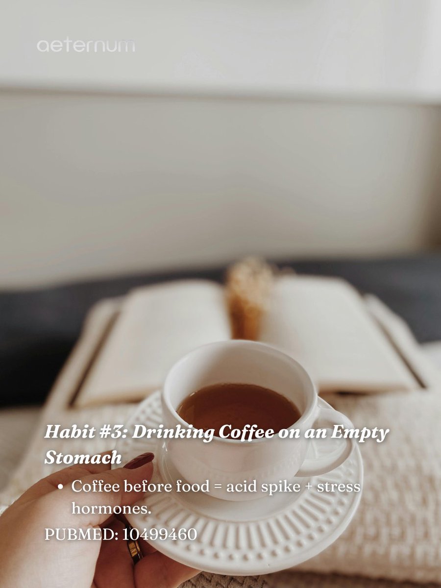 aeternumcompany's tweet image. ☀️ 3 morning habits to avoid: Don’t check your phone first, skip breakfast, or drink coffee on an empty stomach 🚨 Start mindful routines instead. ✨ Follow us &amp;amp; visit our site! #MorningHabits #BiohackingHealth