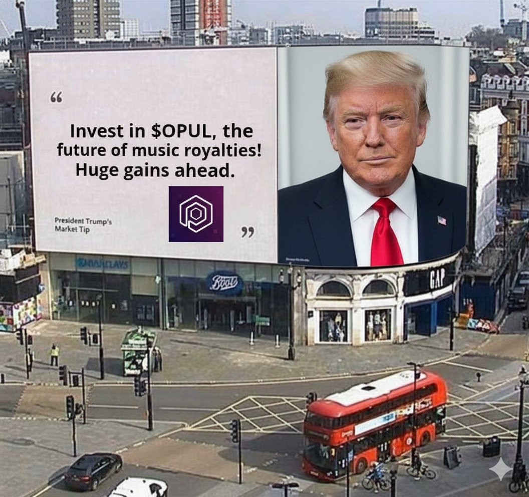 iamsuccinct's tweet image. GM #OPULFAM
You wake up, check the charts… and even Trump’s billboard can’t ignore $OPUL 😎

Some just talk — @opulousapp is building the future of sound.

#OPULOUS #RWA