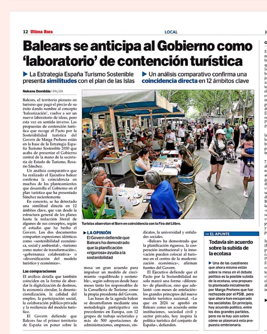 salomecr's tweet photo. El Govern Balear marca rumbo en cuanto a un turismo sostenible y responsable con el Pacto por la Sostenibilidad liderado por @MargaProhens, que el #PSIB abandona, pero q a su vez el Gobierno #Sanchez copia en la Estrategia España Turismo Sostenible.
A ver cómo se explican 🤔 https://t.co/CZvrSJsDiJ