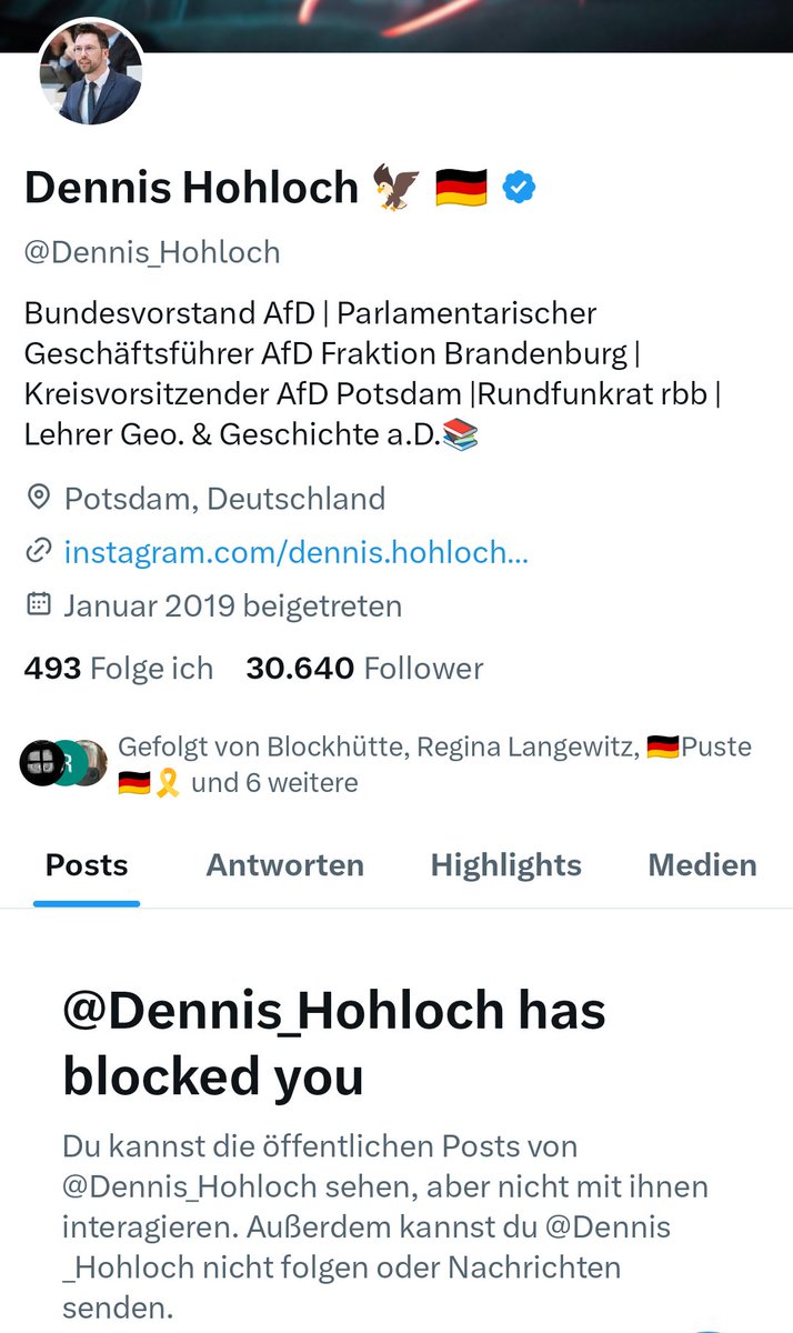 nordlicht_909's tweet photo. .@Dennis_Hohloch mochte meine Fragen offenbar nicht? 

Statt zu antworten, kam dann das... ⬇️

Die wollen doch immer mit der "Gegenseite" diskutieren.

#MutZurWahrheit?
#Meinungsfreiheit?

#AfDBlockt #AfDmachtDumm 
#AfDmachtDummeNochDuemmer 

https://t.co/8zmUzBVmHy https://t.co/5U5rBApYOk