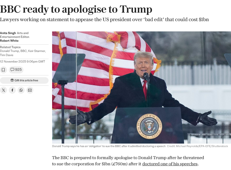 How about the BBC apologises to all of us for its climate coverage?

It has deliberately and with malice aforethought let not one word be spoken against the Climate Alarmists for 20 years. 

And have infiltrated Climate Alarm into all their output