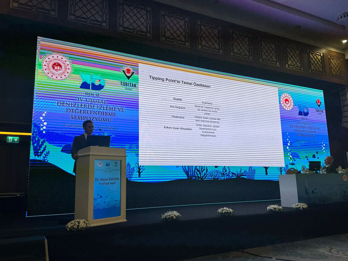 alpevc's tweet photo. 🌊 At the 4th National Marine Monitoring Symposium, we presented our İzmir Bay tipping point assessment within #GES4SEAS. The bowtie analysis, presented by İbrahim Tan highlighted key risk pathways and early-warning signals for ecosystem management.
@tubitakmam @AngelBorjaYerro https://t.co/Xe2BElqb0S