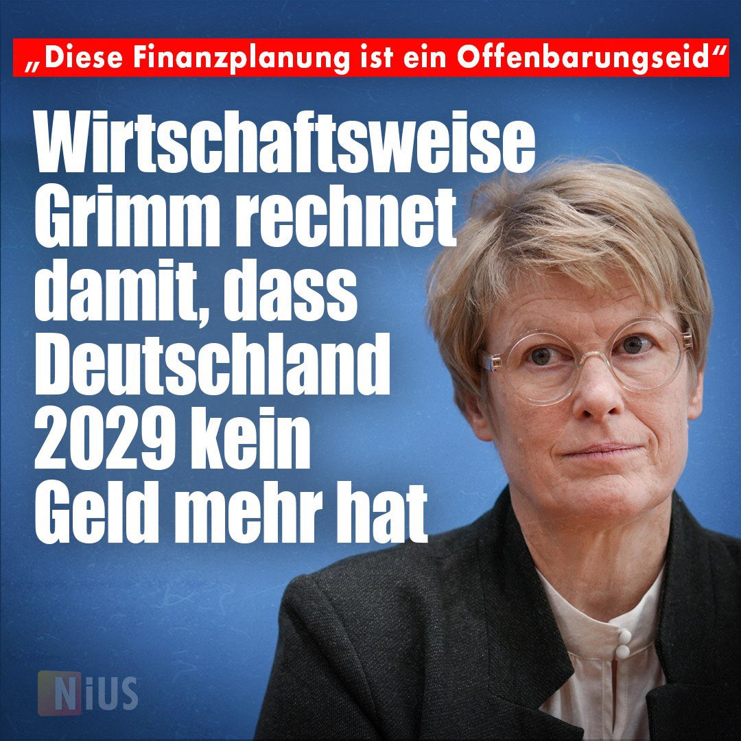 „Finanzplanung ist ein Offenbarungseid“: Wirtschaftsweise Grimm rechnet damit, dass Deutschland 2029 kein Geld mehr hat

….vermute mal schon eher!