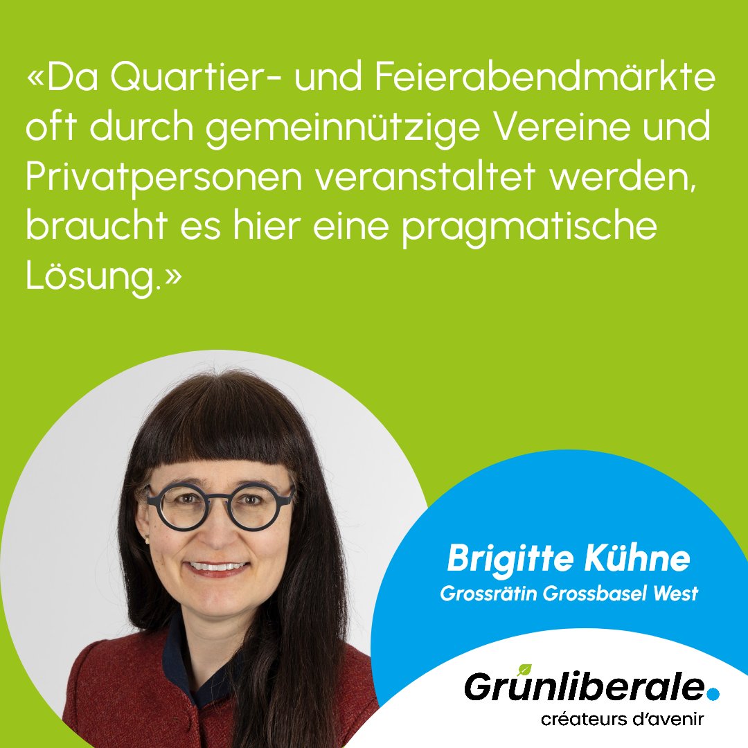 Quartier- und Abendmärkte sind ein grosses Anliegen in der Bevölkerung: Mit der Zweitüberweisung der Motion Brigitte Kühne &amp; Konsorten betr. die "kleinen" Märkte will der Grosse Rat ein vereinfachtes Bewilligungsverfahren und schafft damit lebendige und lebenswerte Quartiere. 🥨
