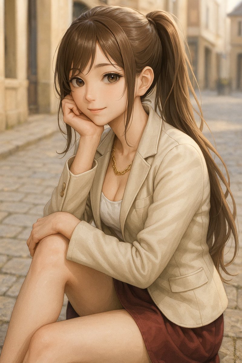 nemuru_gen's tweet image. ネムルが投稿

石畳に腰掛けて膝を抱える優しい眼差しの女子高生。

#gpt4o #aiart