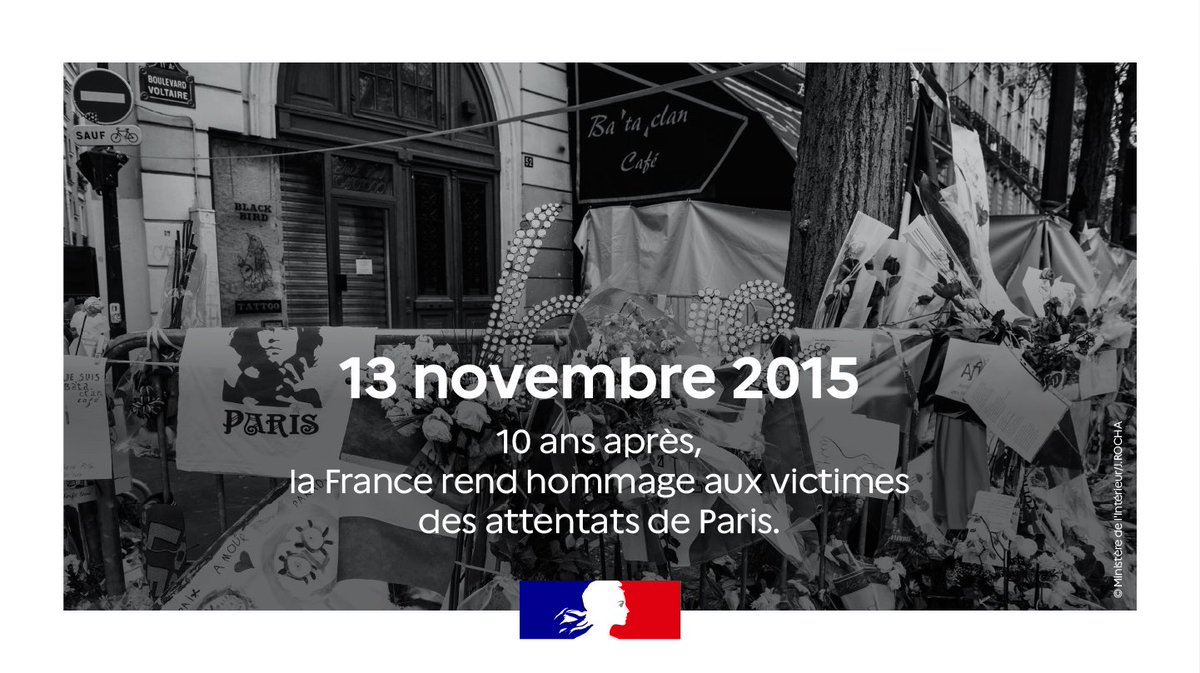 #13Novembre | Il y a 10 ans, jour pour jour, la France était frappée par les attentats du 13 novembre 2015.
Nous avons une pensée émue pour les victimes, leurs familles et leurs proches.