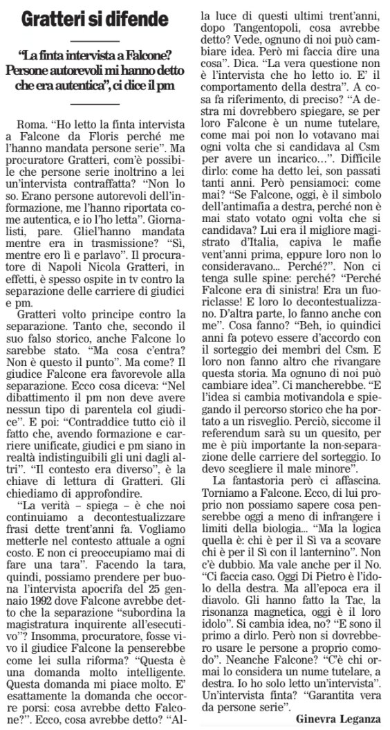 #Gratteri imbeccato da un giornalista sulla vicenda della finta intervista a #Falcone... 
#Travaglio colto da improvviso acufene! 😅
#referendum 
brava (come sempre) <a href="/GinevraLeganza/">Ginevra Leganza</a>