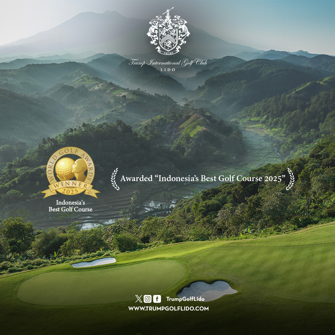 Breaking news from Indonesia!
Trump International Golf Club Lido has officially been named the Best Golf Course in Indonesia by the <a href="/WorldGolfAwards/">World Golf Awards</a> 

A proud moment for our team and for Indonesian golf.
<a href="/TrumpGolf/">Trump Golf</a> 

An Experience Beyond Golf!

#TrumpGolfLido #WorldGolfAwards2025