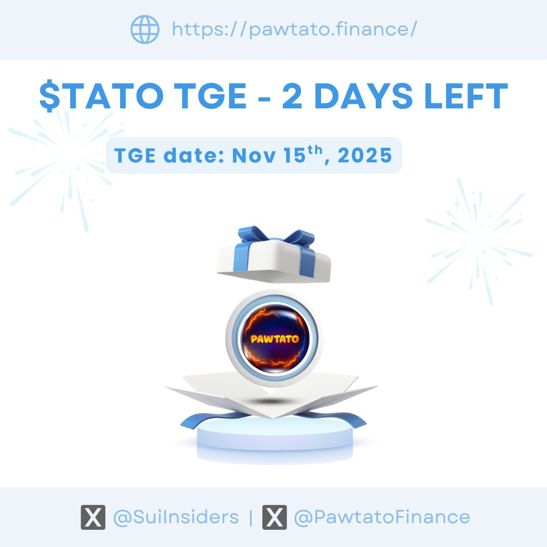 $TATO TGE - 2 DAYS LEFT ⏰

Are you ready for the airdrop?🤔

Like, RT and Drop your $SUI wallet address👇

#Sui #SuiNetwork #TATO