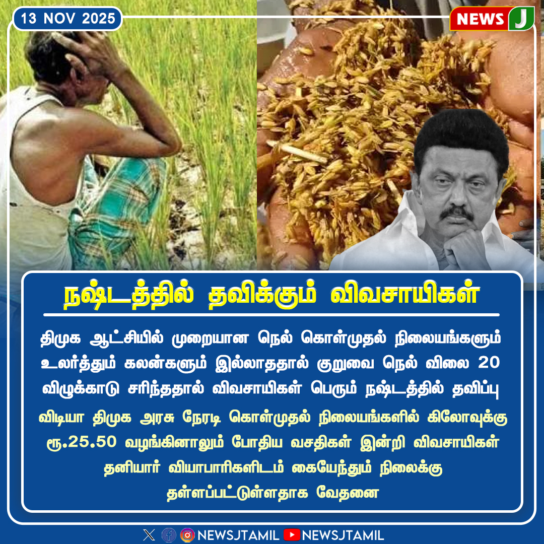 NewsJTamil's tweet image. நஷ்டத்தில் தவிக்கும் விவசாயிகள்

#paddy #tamilnadu #dmkfails #mkstalinfails #paddydamage #tngovt #newsj