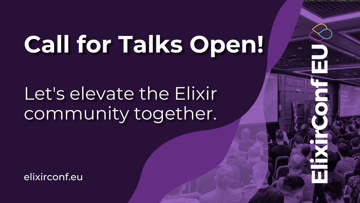 ElixirConfEU's tweet image. 🚨 ElixirConf EU 2026 CFP is OPEN!
40+ speaker slots. 300+ attendees. Europe&apos;s biggest Elixir event.
We want your battle-tested knowledge on:
Phoenix at scale
Advanced LiveView patterns
Nx/ML on the BEAM
Nerves &amp;amp; embedded systems
Real-world ROI stories
Built something ambitious…