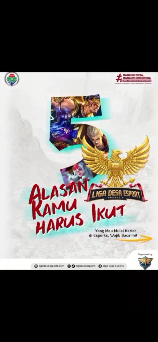 BudifSpn's tweet photo. 🔥 *Saatnya Buktiin Skill-mu di Liga Desa Esport 2026!* 🎮
Jangan cuma jadi penonton - gabung dan tunjukin kemampuan terbaikmu di ajang paling seru antar desa se-Indonesia! 💪
🏆 Rebut kesempatan, genggam prestasi, dan jadilah kebanggaan desa. 
Daftarkan Sekarang https://t.co/W866t4QCSm