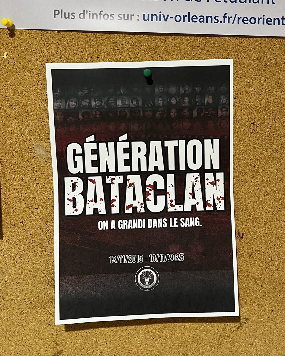 CocardeOrleans's tweet photo. Ce matin à l’Université d’Orléans.

#GenerationBataclan https://t.co/v6NUNEdT4r