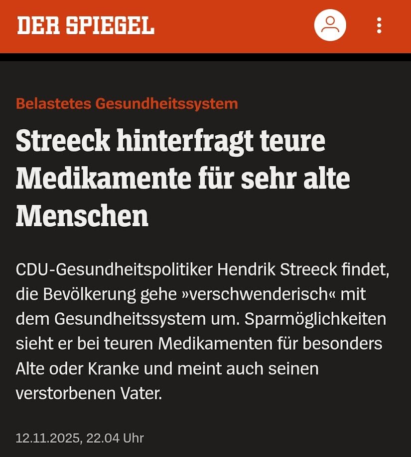 Wenn ein CDU-Gesundheitspolitiker teure Medikamente für sehr alte und schwer kranke Menschen als Einsparpotenzial entdeckt, ist das weniger Gesundheitspolitik als Sozialdarwinismus. Die Menschenwürde hängt nicht vom Alter ab.