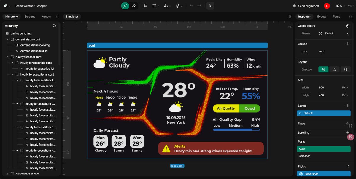 seeedstudio's tweet image. ✨ Seeed Studio × SquareLine Vision are teaming up on the reTerminal E Series!
🎨 With pre-built templates and drag-and drop components, create your own dashboard visually and deploy with Arduino code.
⚡ Get 30% off with code SEEEDSLV!

#seeed #epaper #display #uidesign #arduino