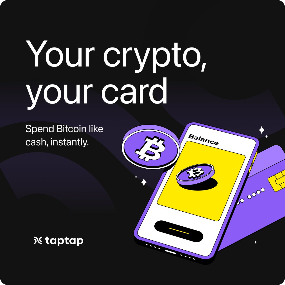 taptappayfi's tweet image. Why just hold your crypto when you can use it?
With #TAPTAP, your $BTC becomes swipe-ready.

💳 Instant spending
🔒 Secure transactions
🚀 No conversion headaches

Your crypto, your card. Let’s go.

#TAP2 #CryptoPayments #Payfi #SpendCrypto