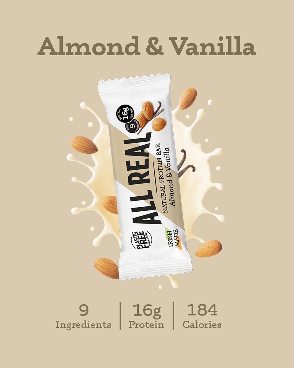 AllRealN's tweet image. Almond &amp;amp; Vanilla = 16g protein, 184 calories, 9 real ingredients. 🌿

Snack smart, fuel better, feel real. 💪

#AllRealNutrition #RealFoodRealPeople #ProteinSnack