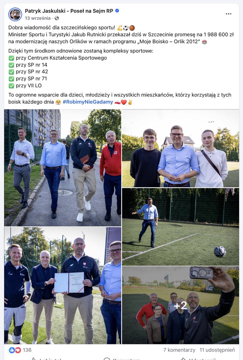 A ja z pytaniem. Wręczałeś promesę na dwa miliony złotych w Szczecinie, z udziałem posłów i radnych KO z tego okręgu. Sami politycy KO promujący się za publiczne pieniądze w sposób zorganizowany, w wewnętrznej strukturze, hierarchii i podziale ról - czy cała ta grupa osiągnęła w