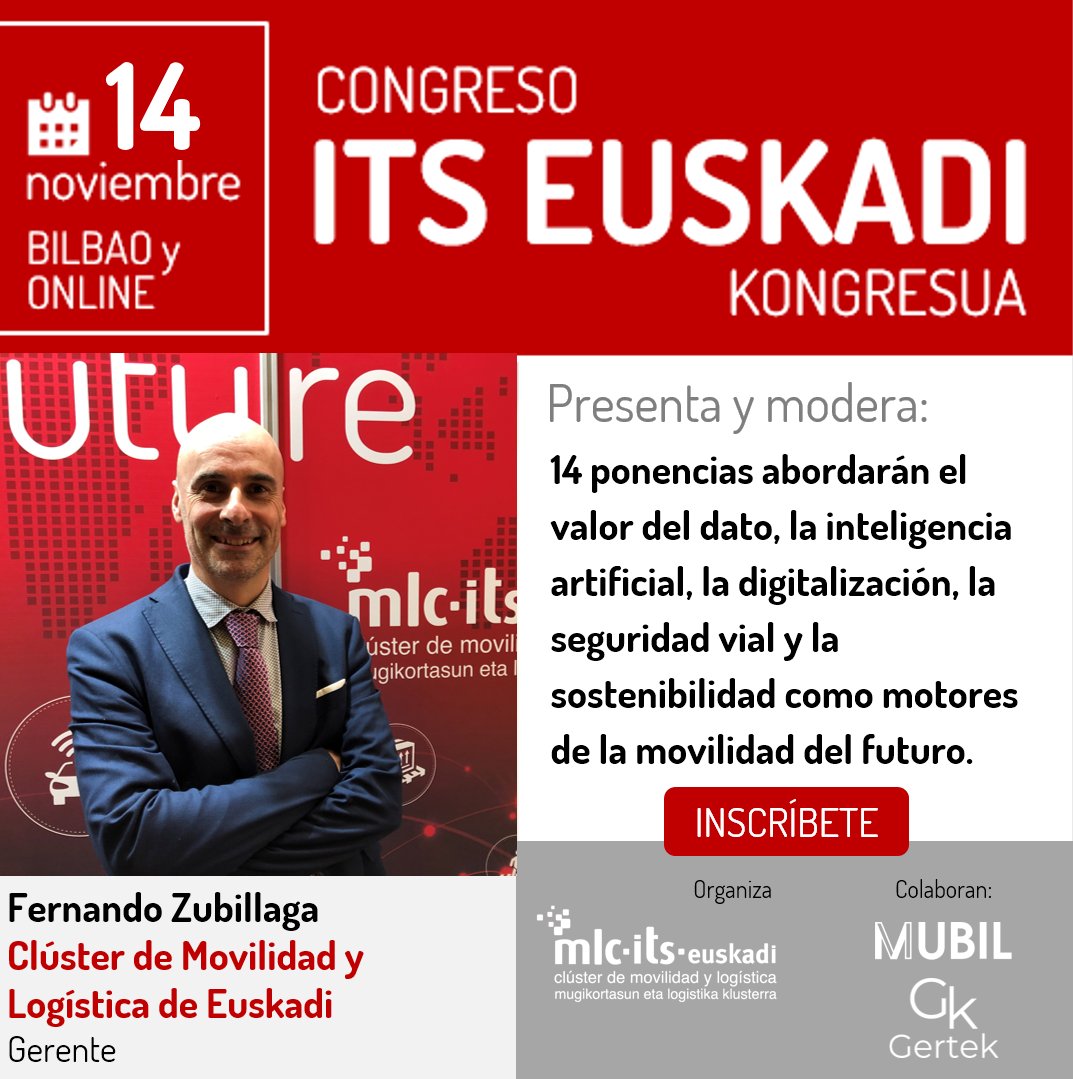 mlcluster's tweet image. 📢 ¡𝗠𝗮ñ𝗮𝗻𝗮!
📆 14 noviembre, Bilbao y online
📍 𝗫𝗩𝗜 𝗖𝗼𝗻𝗴𝗿𝗲𝘀𝗼 #ITSEuskadi de #Tecnologías Inteligentes de #Transporte
🙋‍♀️Asistencia gratuita 

👨‍⚖️ 𝗣𝗿𝗲𝘀𝗲𝗻𝘁𝗮: Fernando Zubillaga, @mlcluster 

👇𝗣𝗿𝗼𝗴𝗿𝗮𝗺𝗮 e 𝗶𝗻𝘀𝗰𝗿𝗶𝗽𝗰𝗶ó𝗻👇
mlcluster.com/evento/xvi-con…