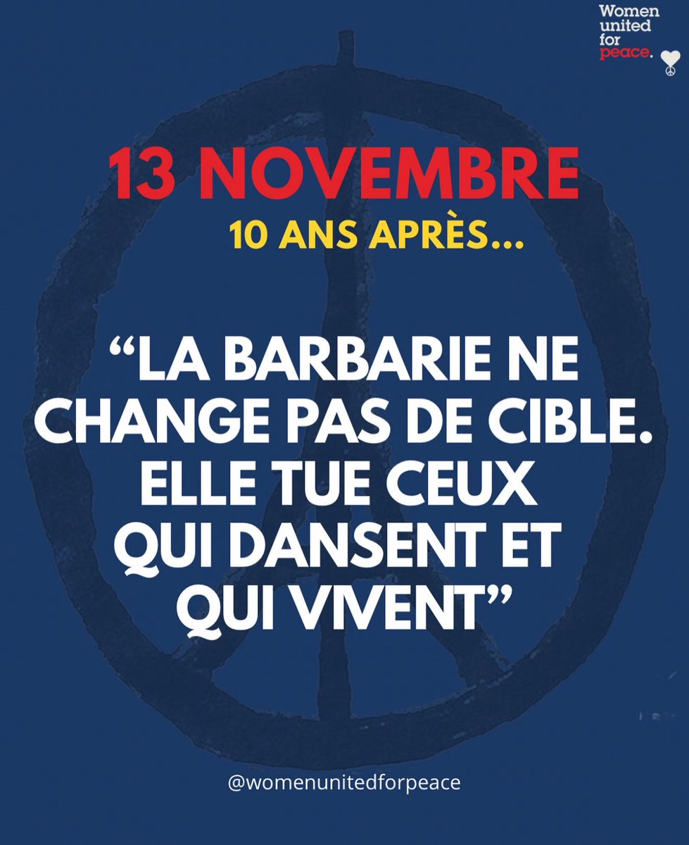 Hommage à toutes les victimes de la barbarie ⭐️🙏🏻

Le 13 novembre nous a appris qu’un soir de musique peut devenir un tombeau.
Qu’autour d’un verre, sur une terrasse, au cœur d’une salle de concert ou d’un festival, la joie peut soudain basculer dans la nuit la plus noire.

La