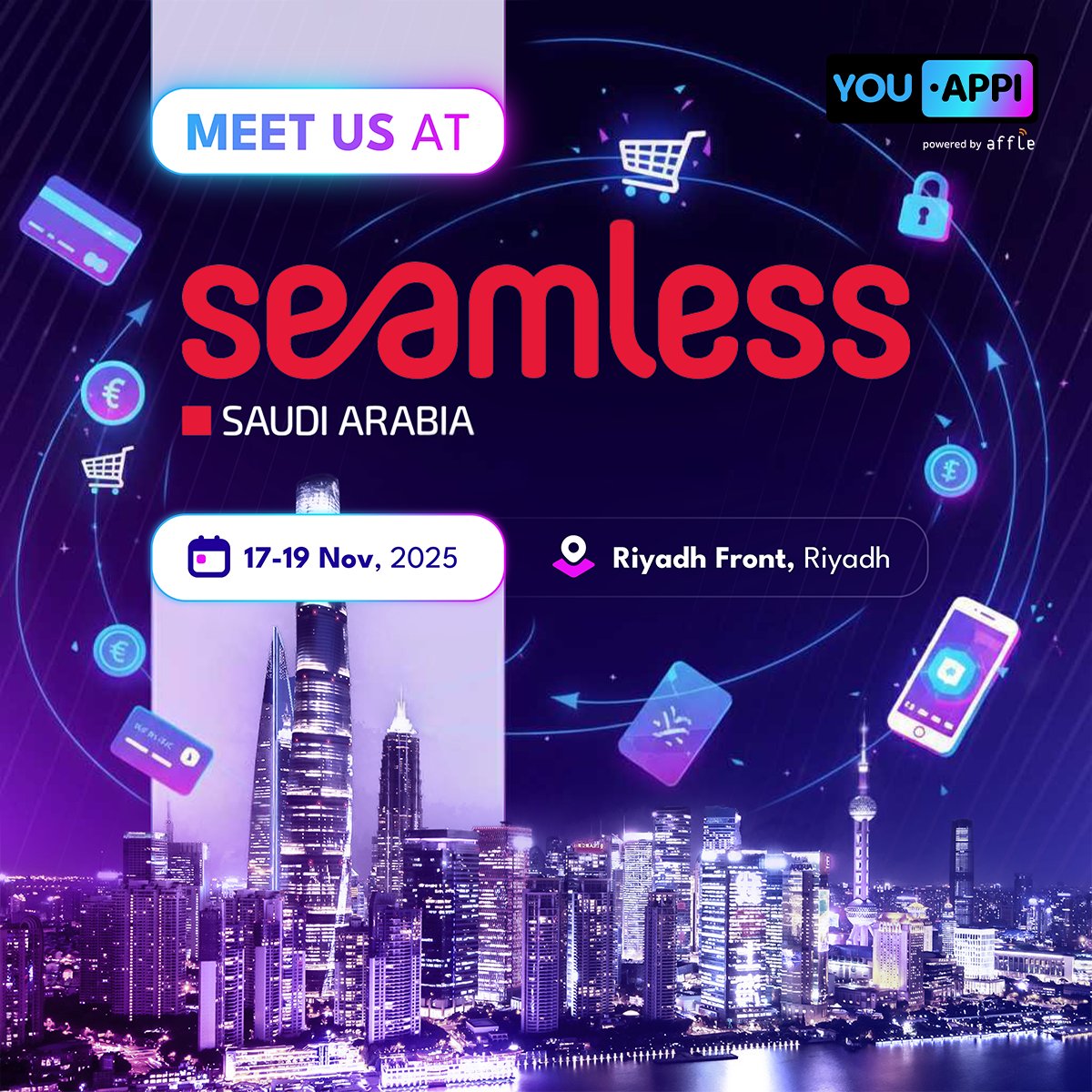 YouAppi's tweet image. Meet Us In Riyadh! 🗓️ YouAppi is attending Seamless Saudi Arabia. 

Stop by to learn how our specialized solutions deliver seamless and high-impact mobile growth for brands operating in KSA.

See you there- hubs.ly/Q03SY9nR0 

#SeamlessSaudiArabia #MobileGrowth