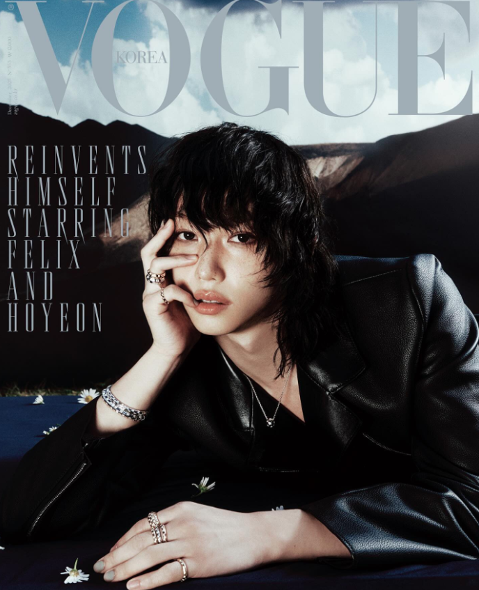 AboutMusicYT's tweet photo. Felix of Stray Kids on the cover of Louis Vuitton x Vogue Korea. https://t.co/OqhgtXb1Ds