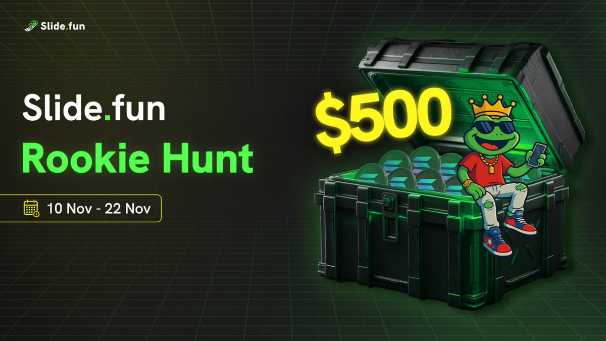 codesam707's tweet image. GM CT 🌞  
Day 5 of @SlidefunBot Mainnet countdown &amp;amp; the $500 Rookie Hunt is LIVE! 🛝💸  

Trade, earn XP, and climb the ranks ⚡️  
Details below 👇🏽  
Like, comment, RT &amp;amp; tag friends 
#SlideFun #RookieHunt #MainnetCountdown