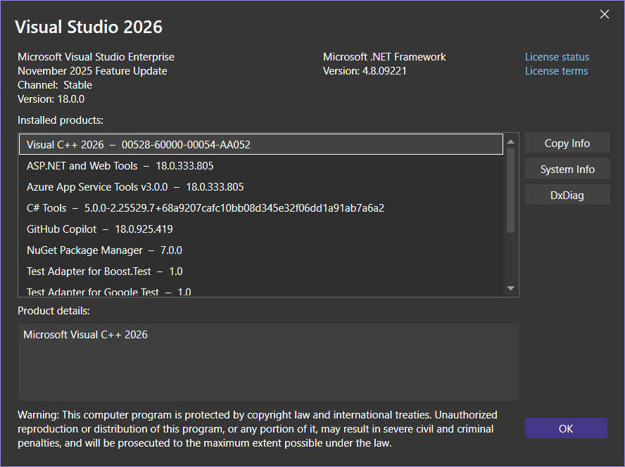 DiamondMonday's tweet image. Microsoft Visual Studio 2026 18.0.0 (18.0.11205.157 November 2025 Feature Update) Full Off-Line Content ENU-RUS (ALL Editions + Updated Tools) by W.Z.T. (2025/11/11): 

cloud.mail.ru/public/DEsr/C7…

#VisualStudio #VisualStudio2026