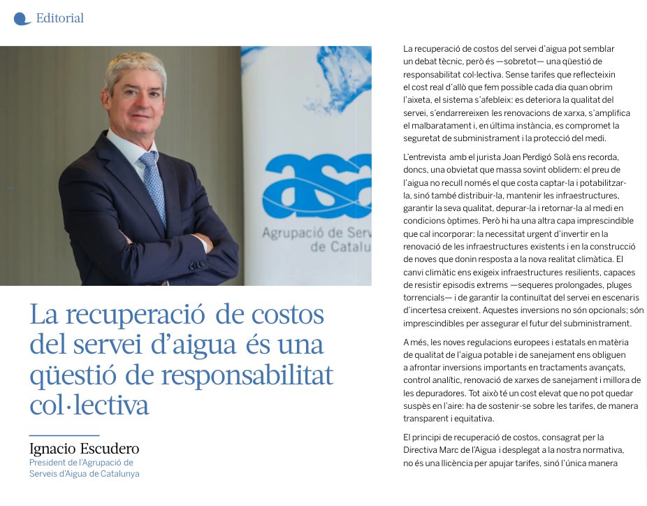 💧 No et perdis l'editorial del nostre president <a href="/i_escudero/">Ignacio Escudero</a> a la nova edició de la #RevistaBlau on destaca la importància d’establir tarifes que reflecteixin el cost real d’allò que fem possible cada dia quan obrim l’aixeta.

fr.zone-secure.net/489523/2506800…