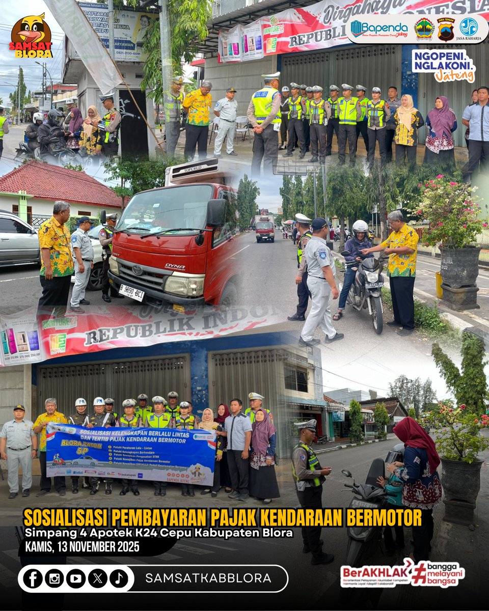 Sosialisasi Pembayaran Pajak Kendaraan Bermotor di Simpang 4 Apotek K24 Cepu Kabupaten Blora, Kamis (13/11).

#SamsatJateng
#SamsatBlora
#SamsatBudiman
#NewSakpole
#PajakUntukJawaTengahmu
#PodcastBapenda
#MasSajak
#ngopeninglakoni