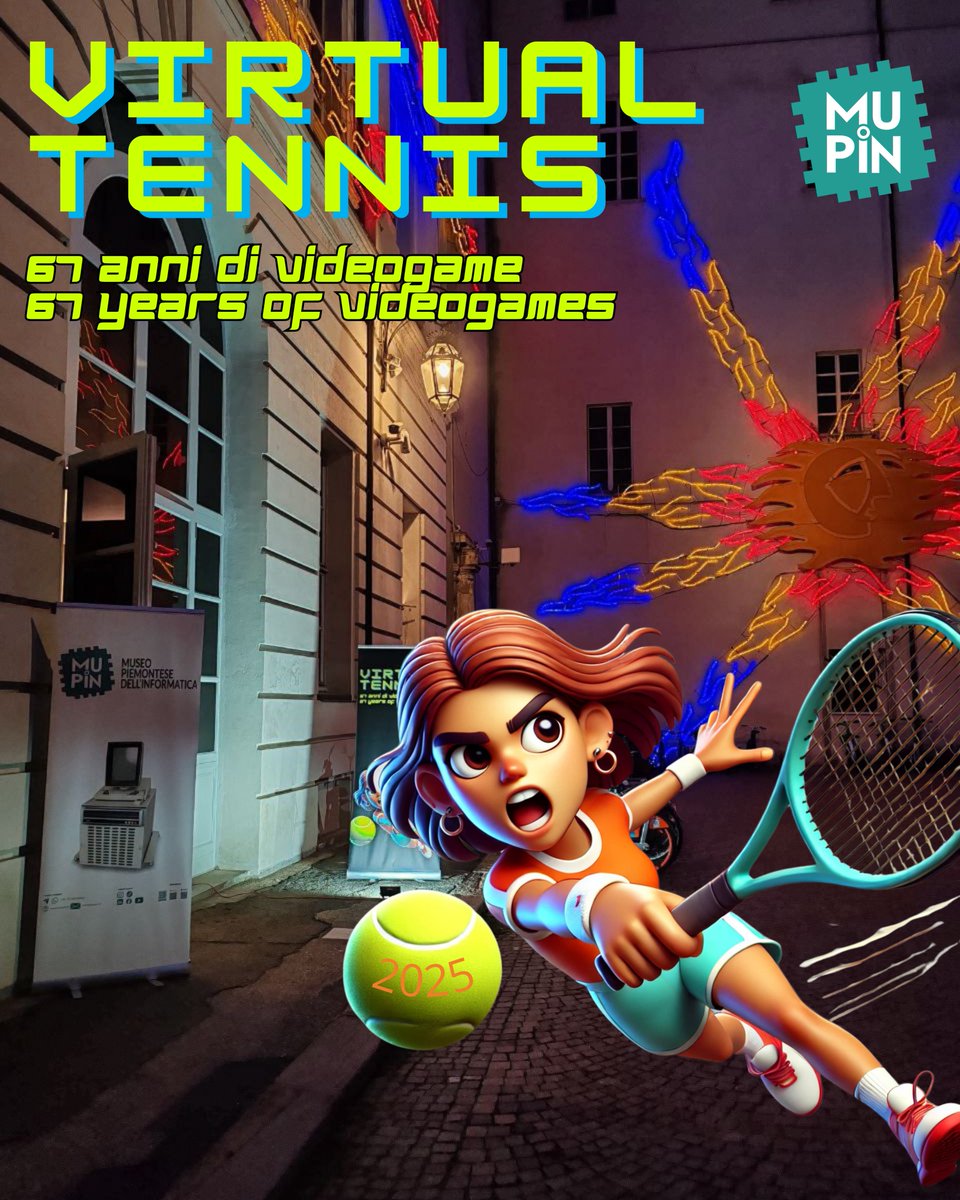 Mupin_It's tweet photo. 🎾 Weekend di gioco e storia con “Virtual Tennis – 67 anni di videogames”!
Fino a domenica 16 novembre, presso Casa Gusto / Archivio di Stato di Torino (nell’ultima sala in fondo a Piazzetta Carlo Mollino, dietro il Teatro Regio)
-> https://t.co/iXjUPsR1ZW