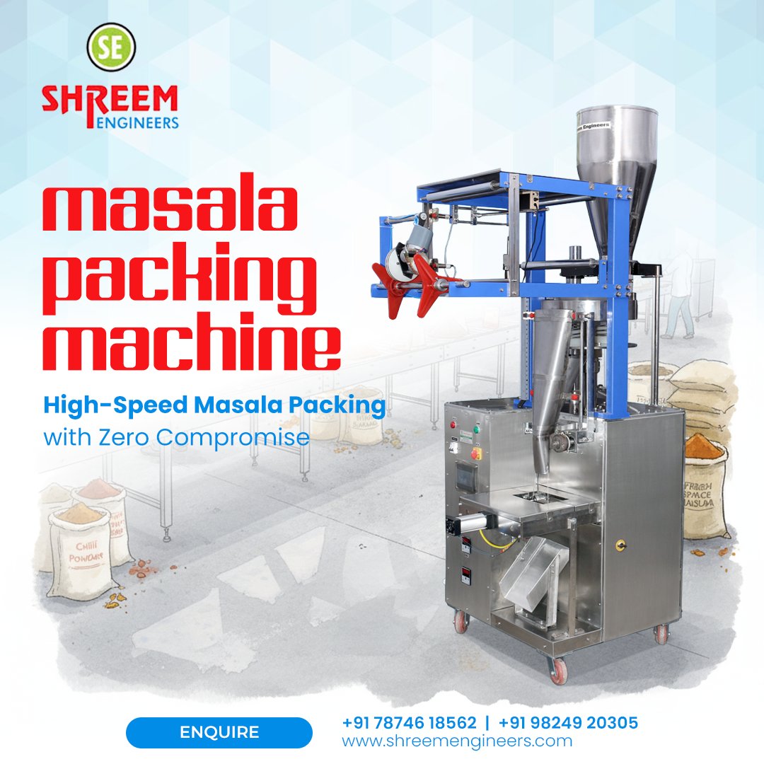 shreemengineers's tweet image. 🔥 High-Speed Masala Packing. Zero Compromise.
Perfect for Chilli, Turmeric, Dhaniya, Garam Masala, Maggie &amp;amp; all spice powders.
Auto dosing | Fast sealing | Food-grade build

👉 Upgrade now: shreemengineers.com
📞 +91 78746 18562
#MasalaPackingMachine #SpicePacking