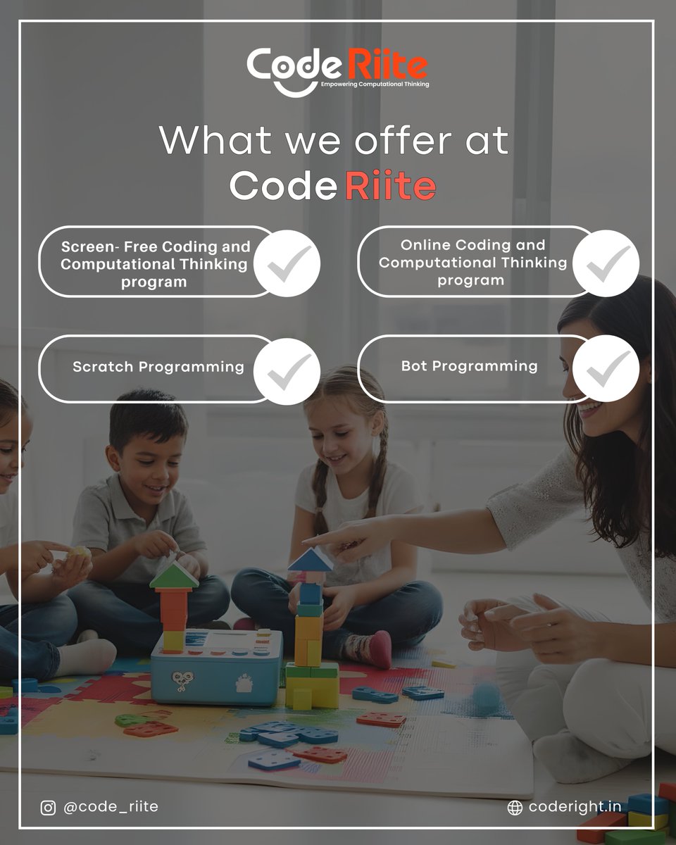 coderiite's tweet image. Unlock Your Child’s Coding Potential with CodeRiite! 💻🌈
🌐 Visit: [coderight.in]
📱 @code_riite

#coderiite #codingforkids #stemlearning #screenfreelearning #codingeducation #funlearning #computationalthinking #kidsworkshop #futurecoders #educationforkids #skill