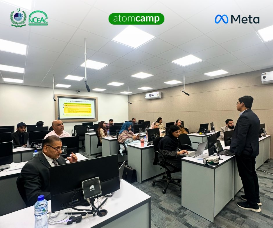 atomcamp's tweet image. Sharing highlights from the second 4-day session of Phase 2 of the AI-Ready Faculty Program held in Islamabad.

In collaboration with @Meta , @atomcamp continues to empower university faculty across Pakistan with cutting-edge AI knowledge and skills.

A special thanks to Dr.…