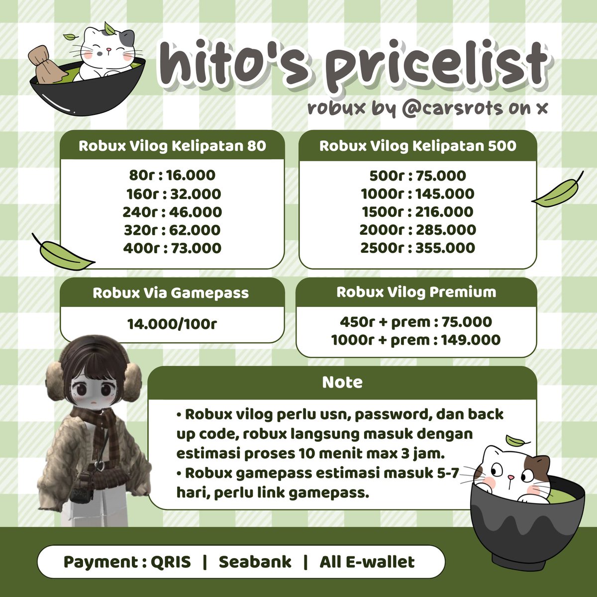 hit0here's tweet image. ⓘ WARNING 🖐
di @carsrots ada röbüx murce kualitas bintank lima. proses satset dan pastinya trusted 😼👍🏻