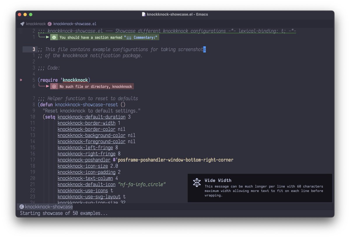 Was inspired by <a href="/xenodium/">Alvaro Ramirez</a> nice layout in his agent-shells. So why not do something like that for alerts/notifications in #emacs. Perfect for my swift-development package.

More examples here github.com/konrad1977/kno…