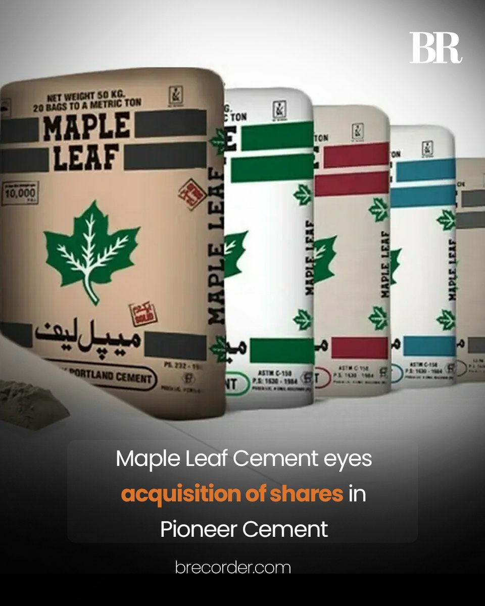 brecordernews's tweet image. Maple Leaf Cement Factory Limited (MLCF) informed on Thursday that it was considering purchasing shares of Pioneer Cement Limited.

The company shared this in a notice to the Pakistan Stock Exchange (PSX) today.

Read more: brecorder.com/news/40392255/…

#MapleLeaf #Cement